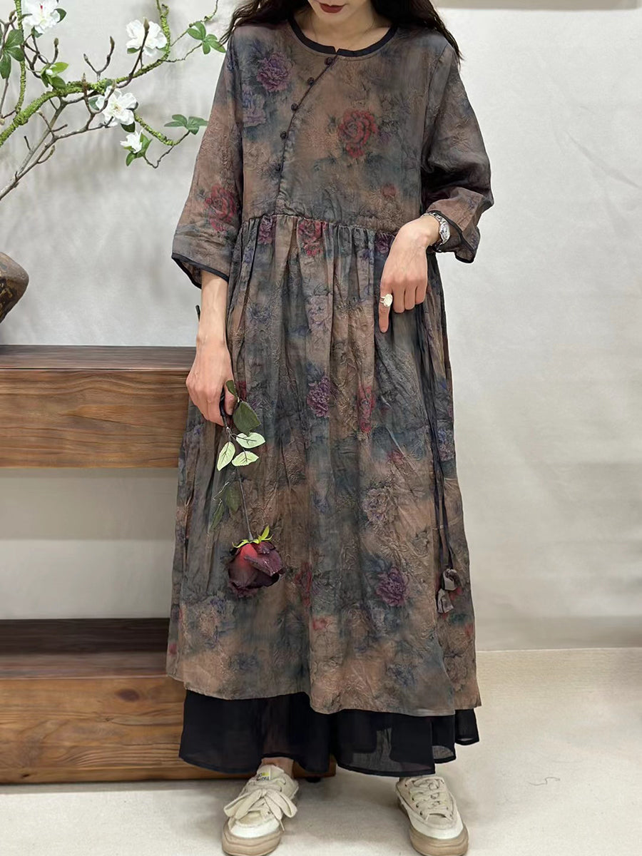 Robe ample d'été à imprimé floral vintage pour femme BN1015