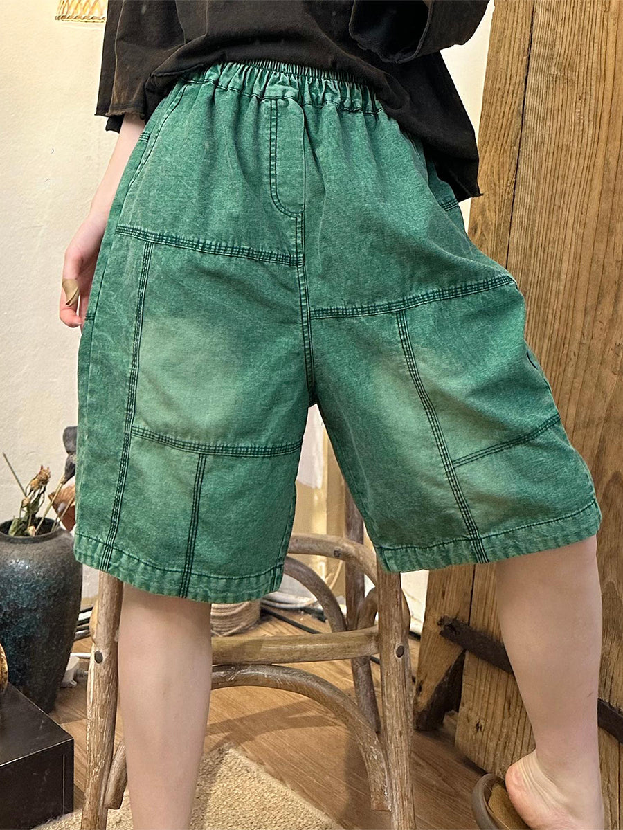 Women Summer Casual Spliced Solid Denim Short Pants PP1024