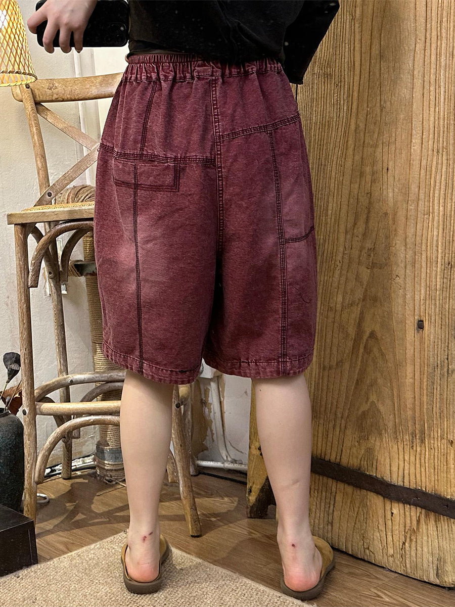 Women Summer Casual Spliced Solid Denim Short Pants PP1024