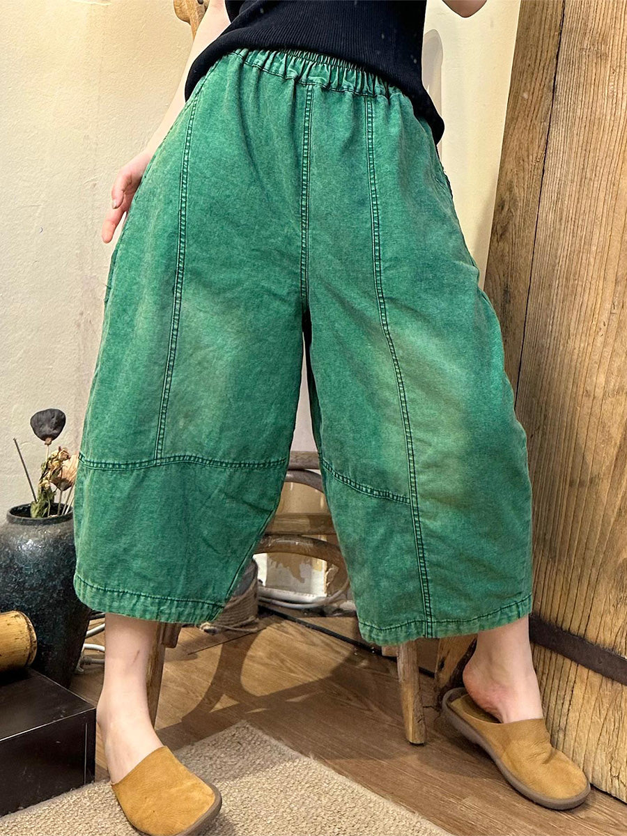 Women Summer Vintage Denim Spliced Harem Pants LL046