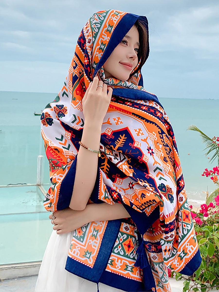 Women Summer Bohemia Print Travel Shawl Scarf CX047