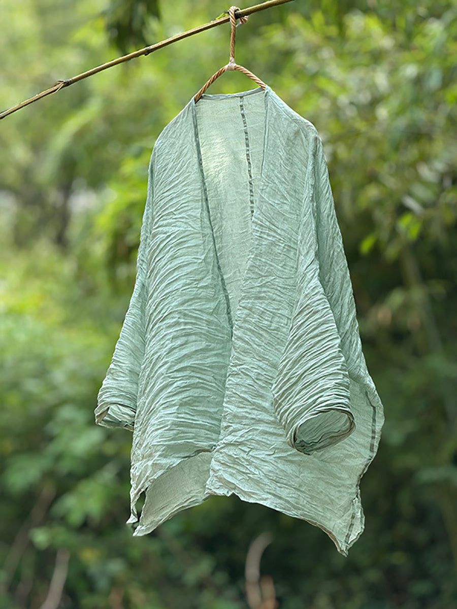 Shirt Coat Solid Vintage Thin Summer Ramie Women