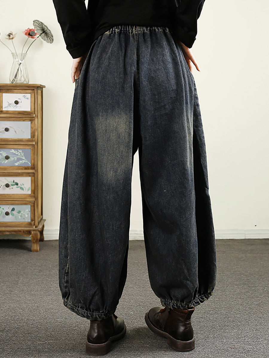 Women Autumn Vintage Denim Loose Harem Pants AK1043