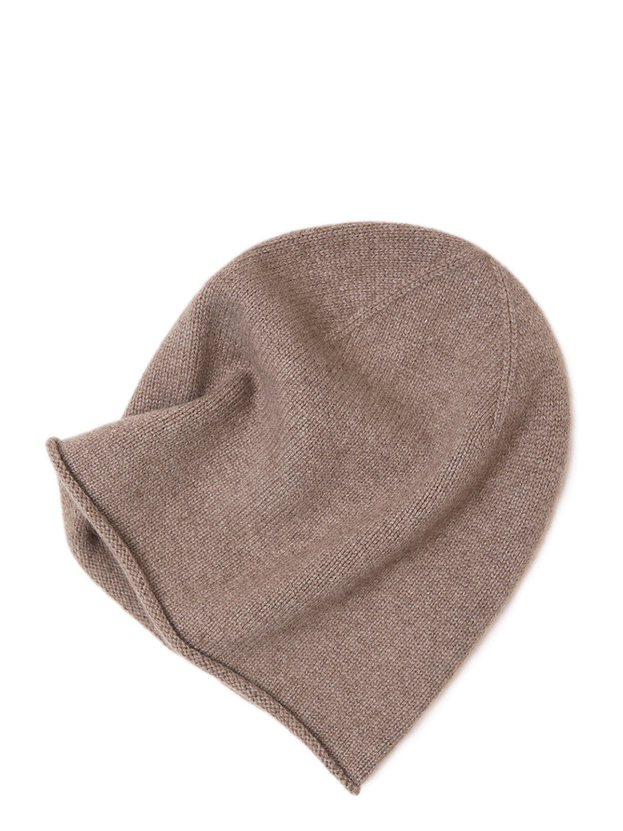 Winter Casual Solid Hemming 100%Cashmere Kintted Hat AX1065