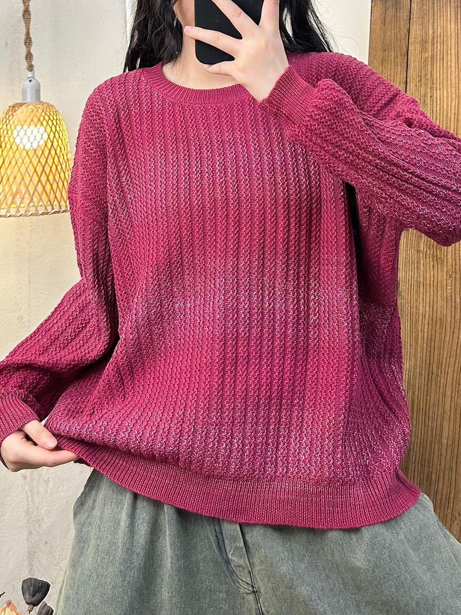 Women Autumn Casual  Colorblock O-Neck Knit Sweater AX1069