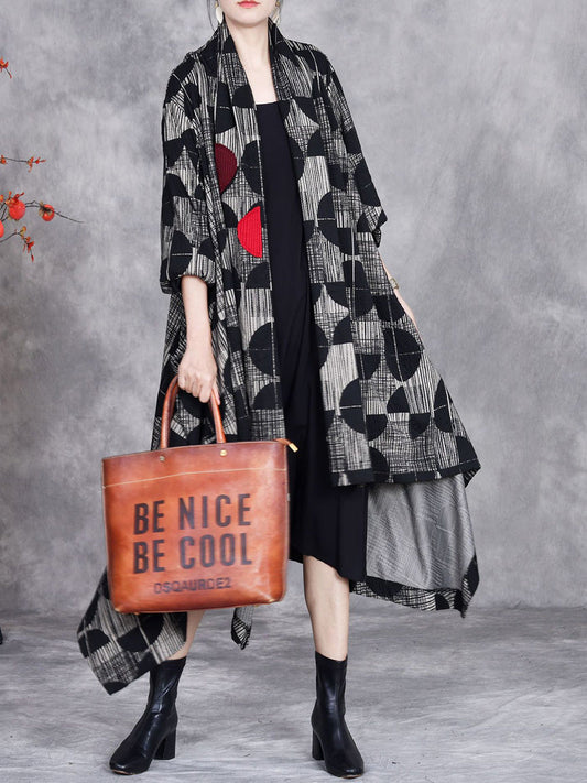 Women Artsy Autumn Irregular Semicircle Loose Coat AX1058