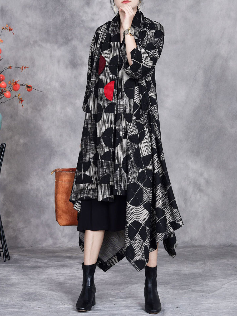 Women Artsy Autumn Irregular Semicircle Loose Coat AX1058