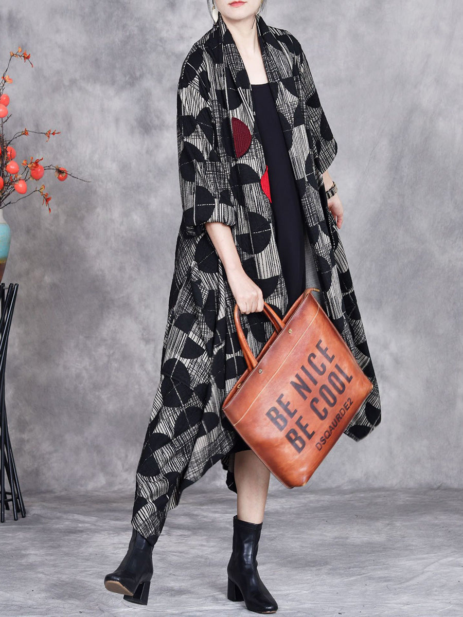 Women Artsy Autumn Irregular Semicircle Loose Coat AX1058