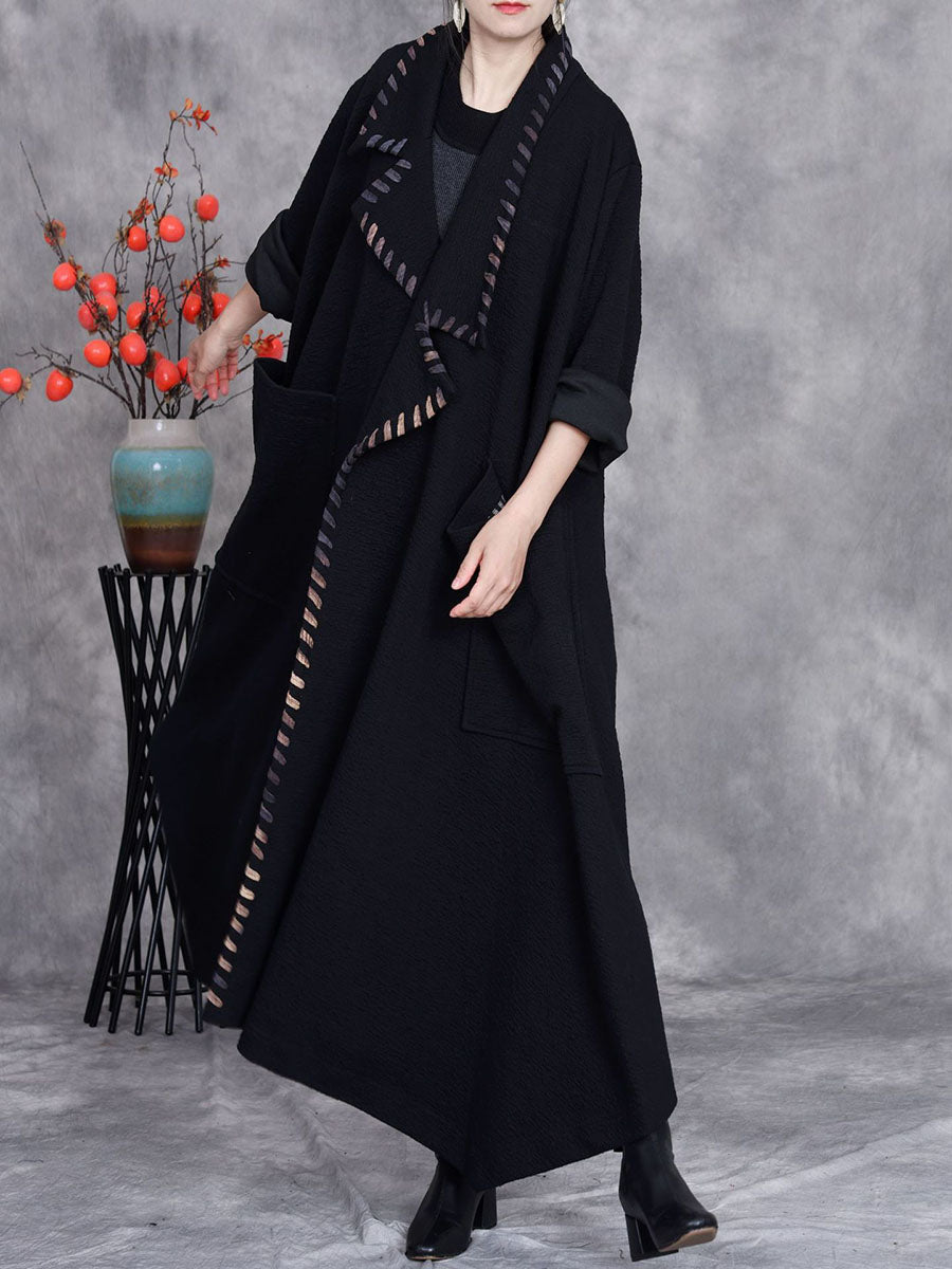 Women Artsy Autumn Turn-down Collar Cardigan Loose Coat AV1003