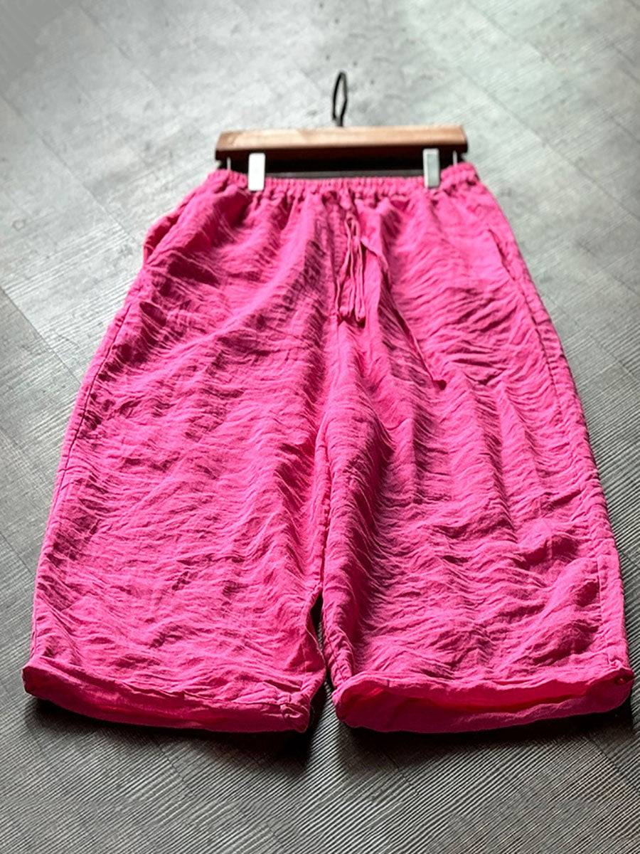 Pants Women Vintage Solid Autumn Ramie Loose Wide-leg