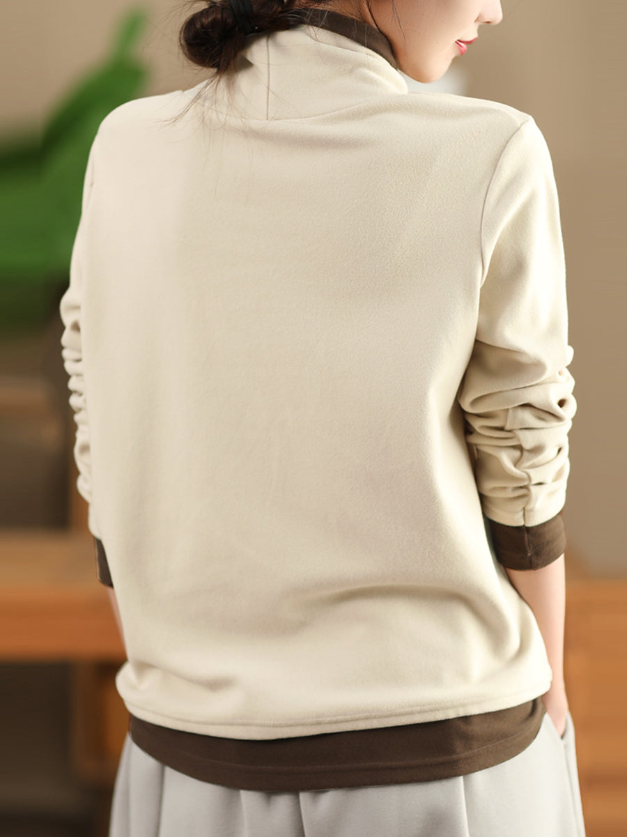 Women Casual Autumn Warm Colorblock Turtleneck Sweatshirt WG010