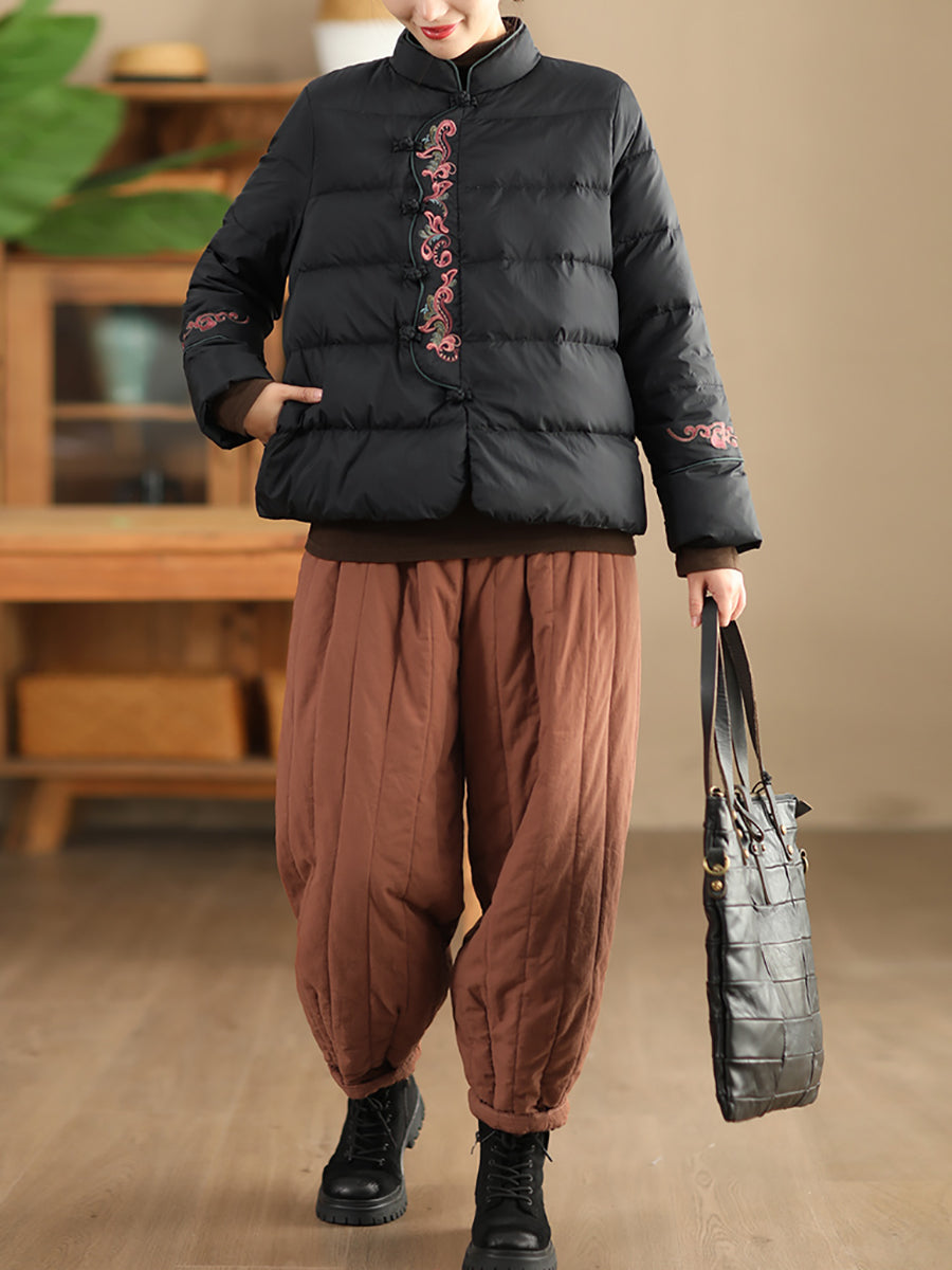 Women Winter Casual Solid Spliced Padded Harem Pants QN019