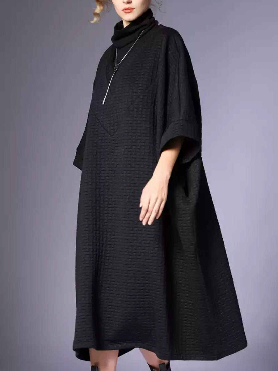 Women Winter Casual Solid V-Neck Loose Dress QN003