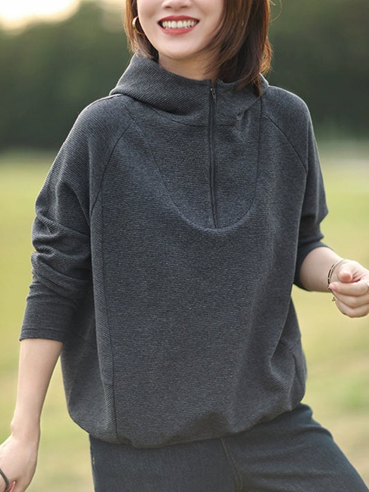 Women Winter Casual Solid Hooded Sweatshirt QM026