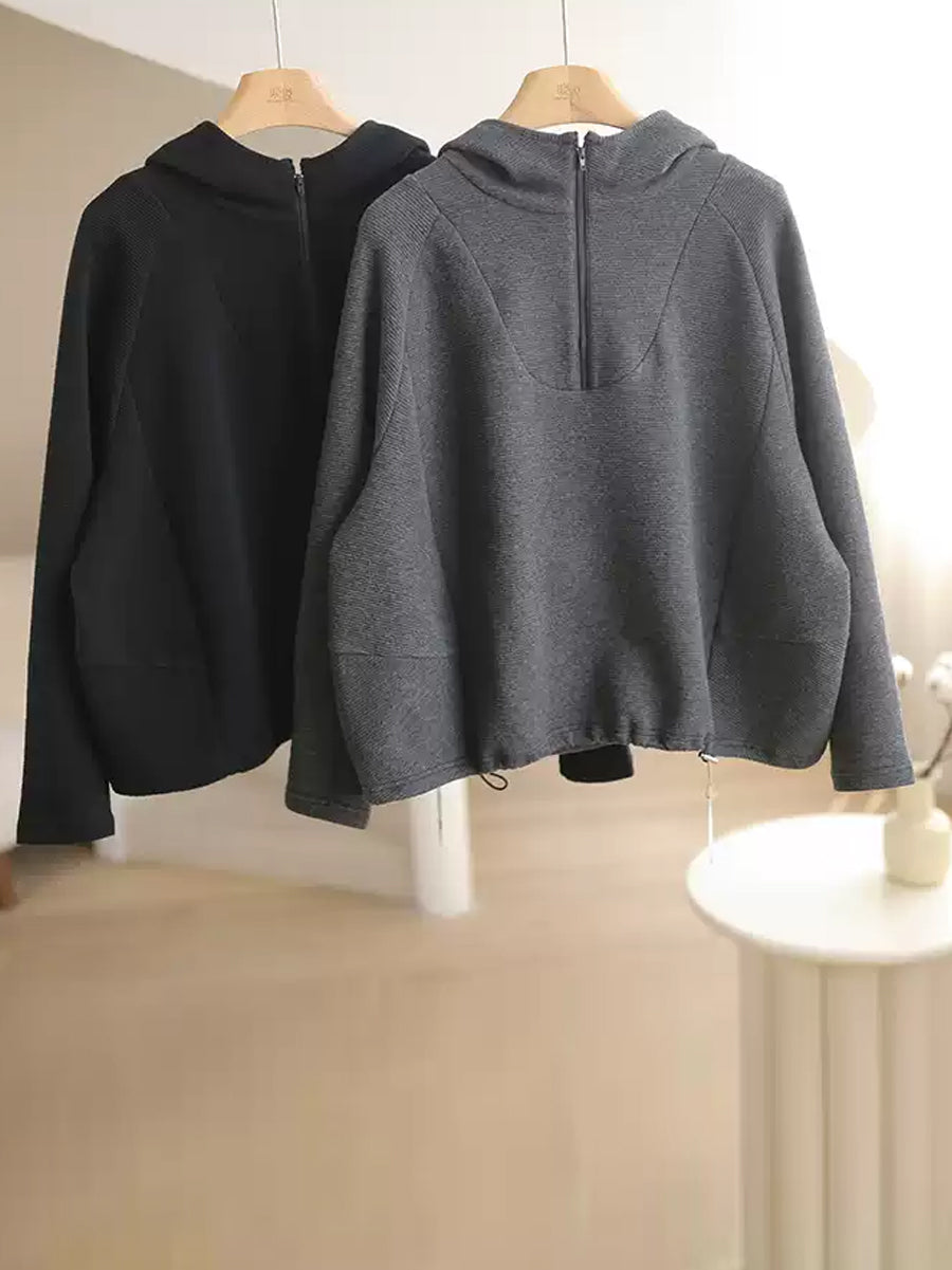 Women Winter Casual Solid Hooded Sweatshirt QM026