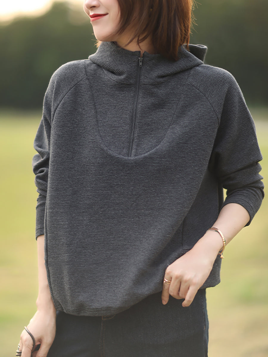 Women Winter Casual Solid Hooded Sweatshirt QM026