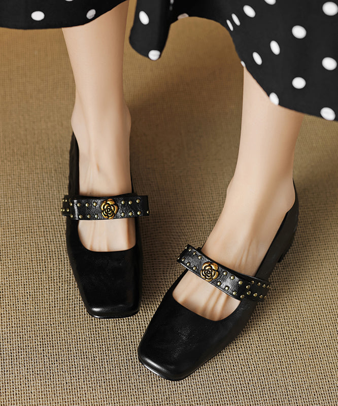 Splicing Chunky Loafer Black Sheepskin 2025 Shoes Bow Rivet