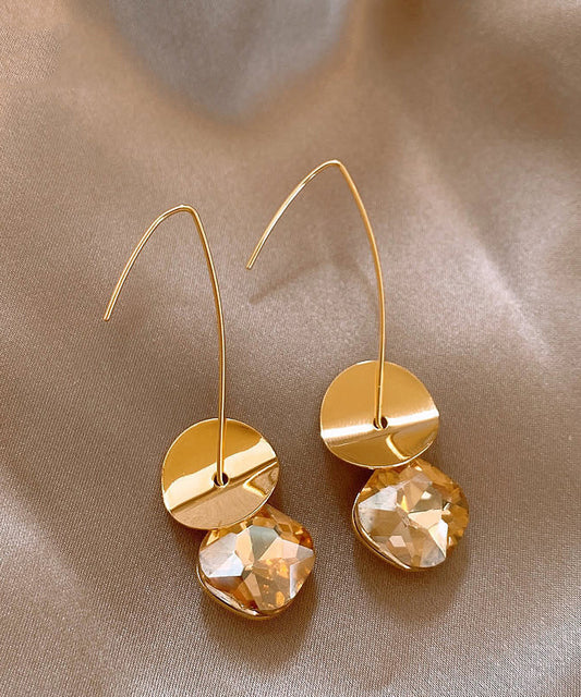 Earrings Copper Gold Sequins Zircon Drop Alloy 2025