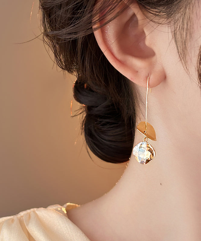 Earrings Copper Gold Sequins Zircon Drop Alloy 2025