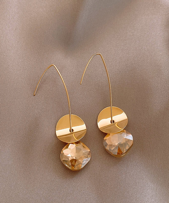 Earrings Copper Gold Sequins Zircon Drop Alloy 2025