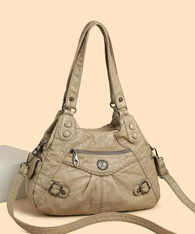 2025 Shoulder Faux New Bag Capacity Black Leather Large