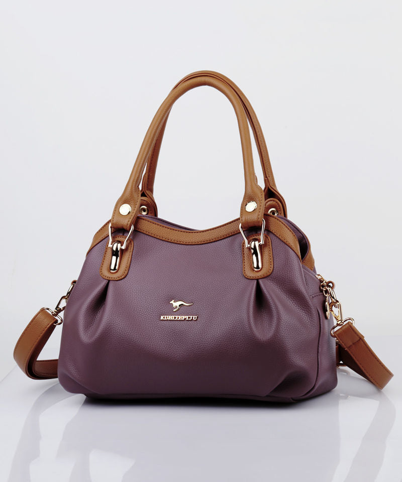 Calf New Tote Solid Bag Leather 2025 Versatile Durable Black Red