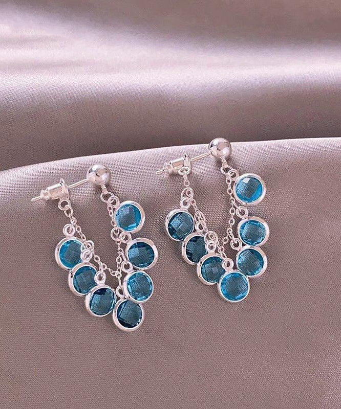 Crystal Blue Copper Earrings Alloy New 2025 Hoop