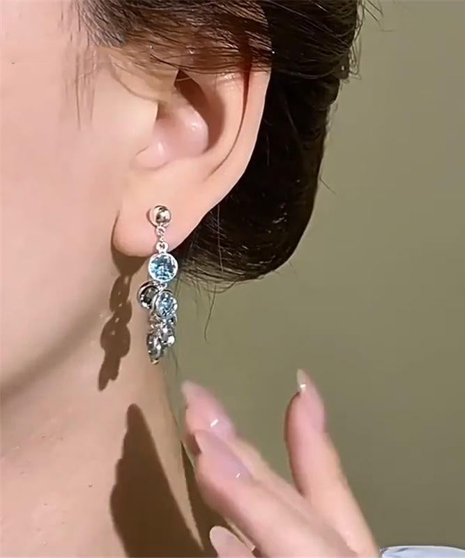 Crystal Blue Copper Earrings Alloy New 2025 Hoop