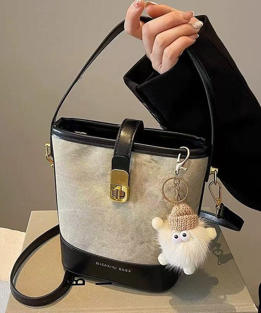 Bucket 2025 Bag Versatile Fashion White Faux New Black Leather