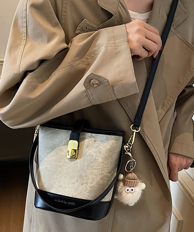 Bucket 2025 Bag Versatile Fashion White Faux New Black Leather