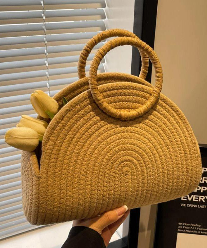2025 Khaki Tote Handbag Woven Straw New Versatile