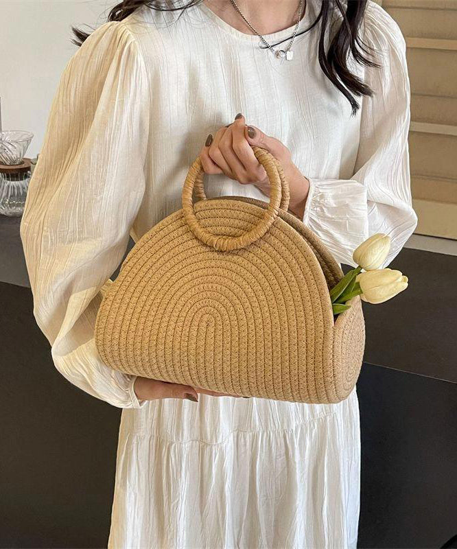2025 Khaki Tote Handbag Woven Straw New Versatile