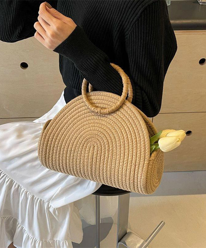 2025 Khaki Tote Handbag Woven Straw New Versatile