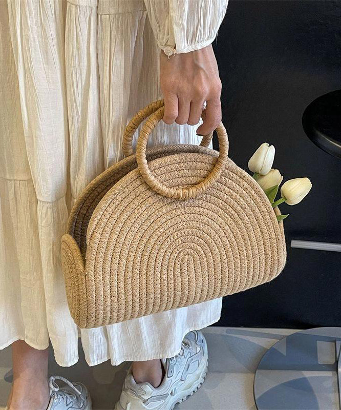 2025 Khaki Tote Handbag Woven Straw New Versatile