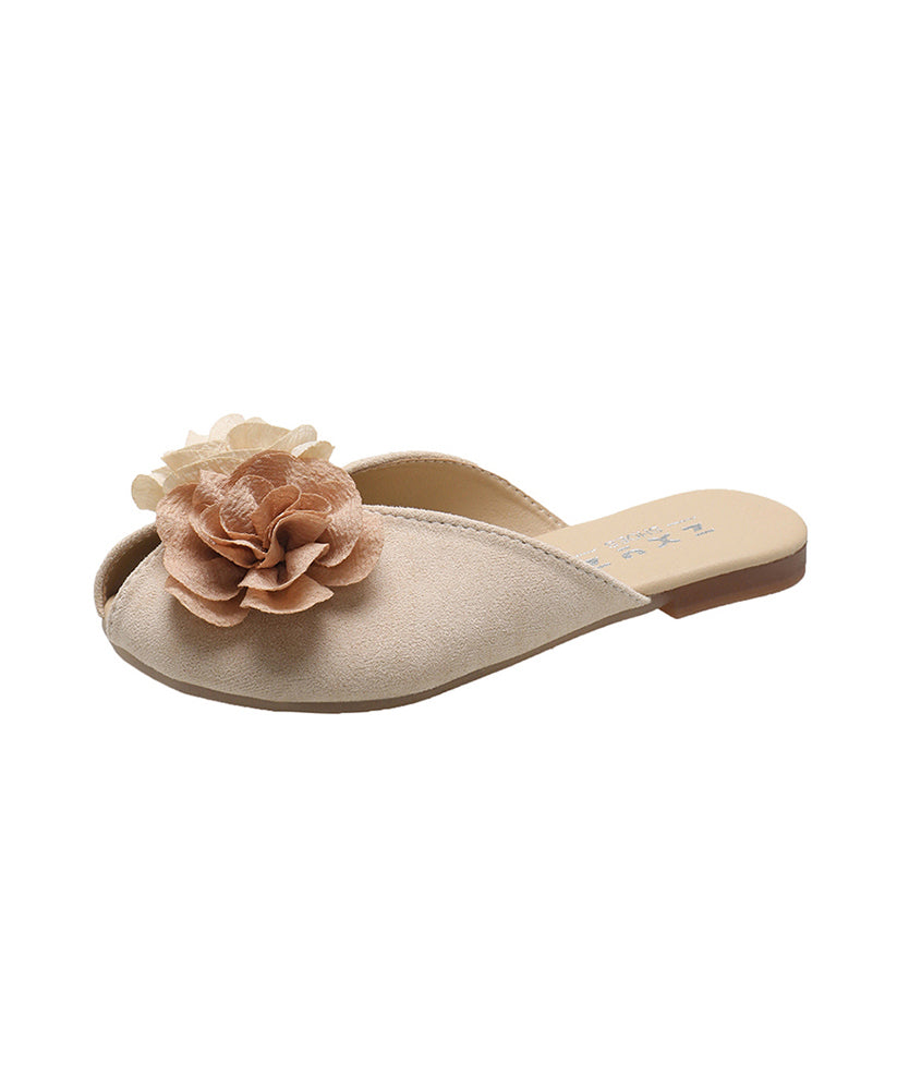 Slide New Khaki Suede Splicing Sandals 2025 Floral