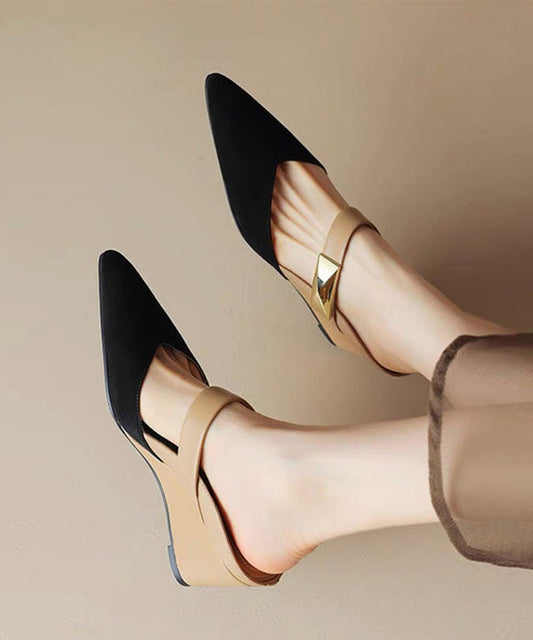 New Sandals 2025 Heels Summer Pointed Rivet Apricot Wedge Slide