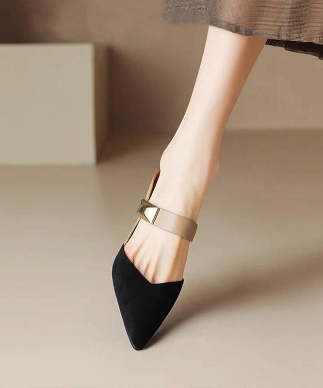 New Sandals 2025 Heels Summer Pointed Rivet Apricot Wedge Slide