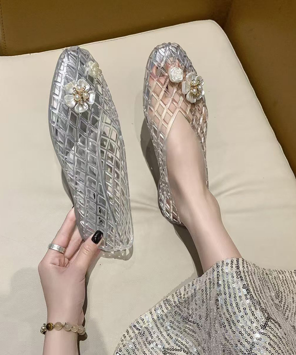Out 2025 Summer Hollow Bottomed Flat Silver New Shoes