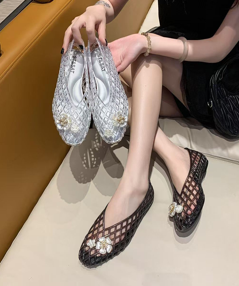 Out 2025 Summer Hollow Bottomed Flat Silver New Shoes