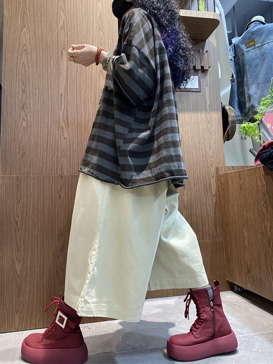 Summer Plus Shirt size O-Neck Colorblock Stripe Women