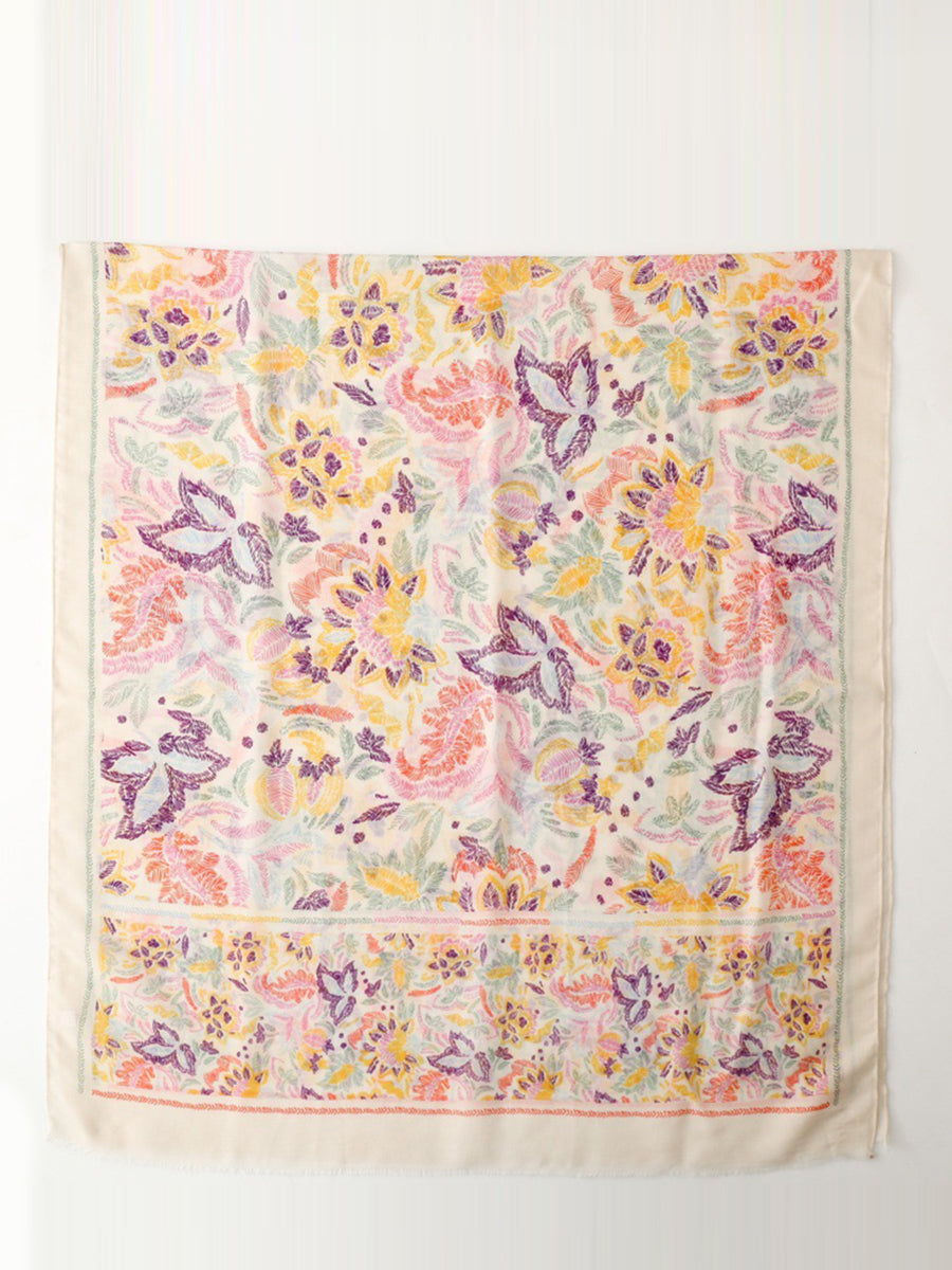 Scarf Women Colorful Plant Artsy Shawl