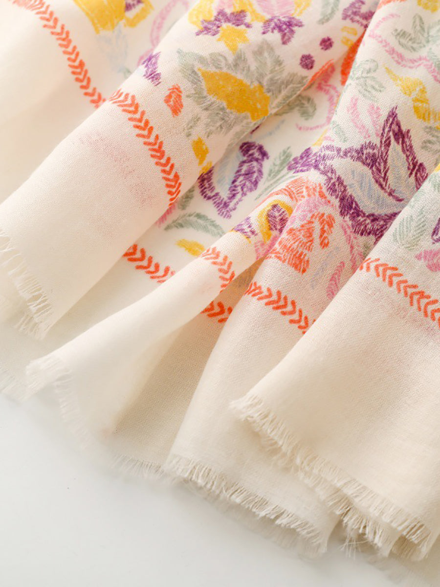 Scarf Women Colorful Plant Artsy Shawl