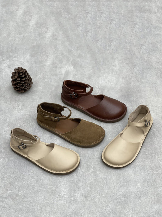 Flat Women Summer Leather Sandals Genuine