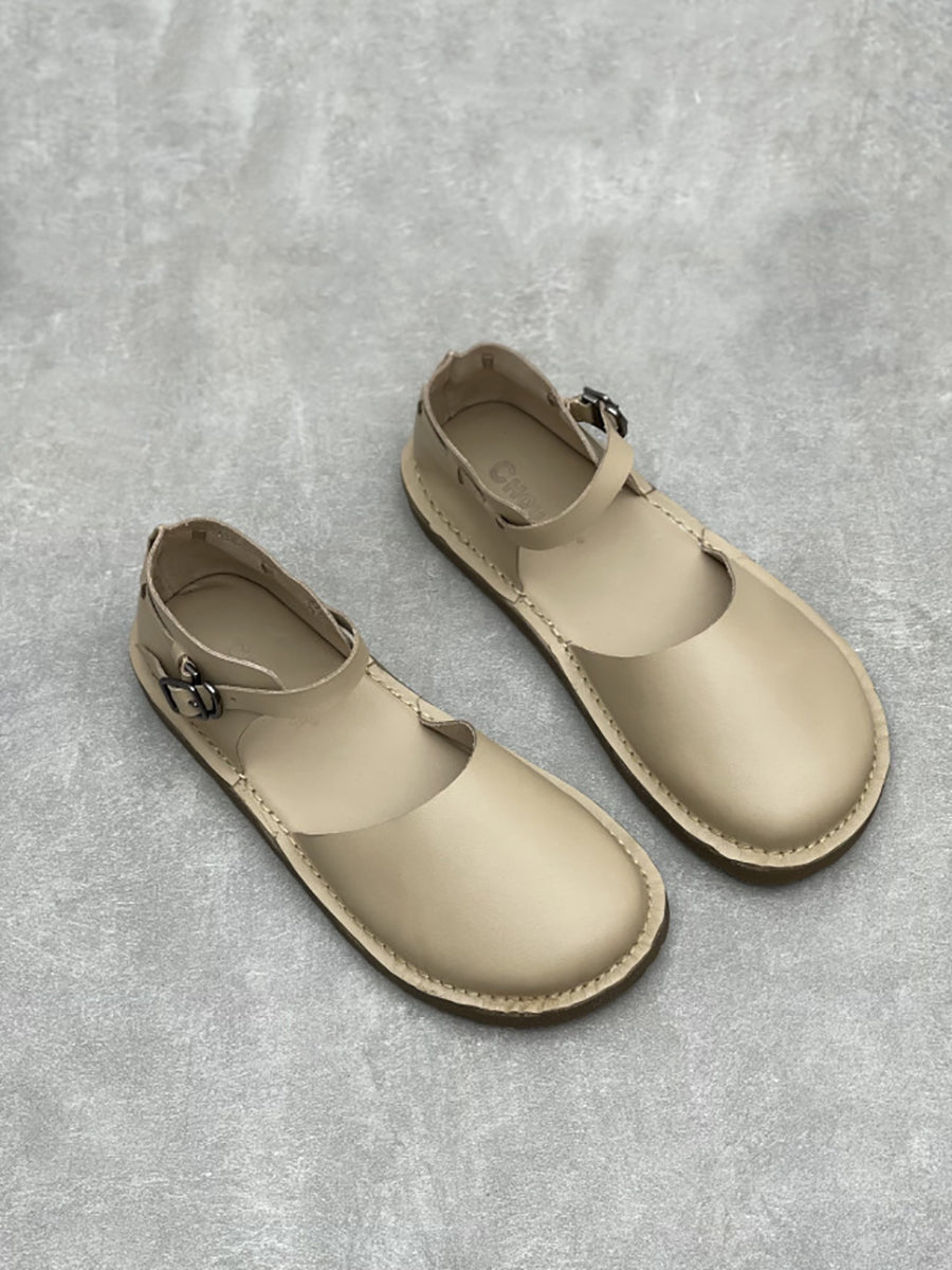 Flat Women Summer Leather Sandals Genuine