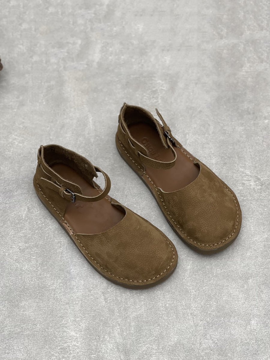 Flat Women Summer Leather Sandals Genuine