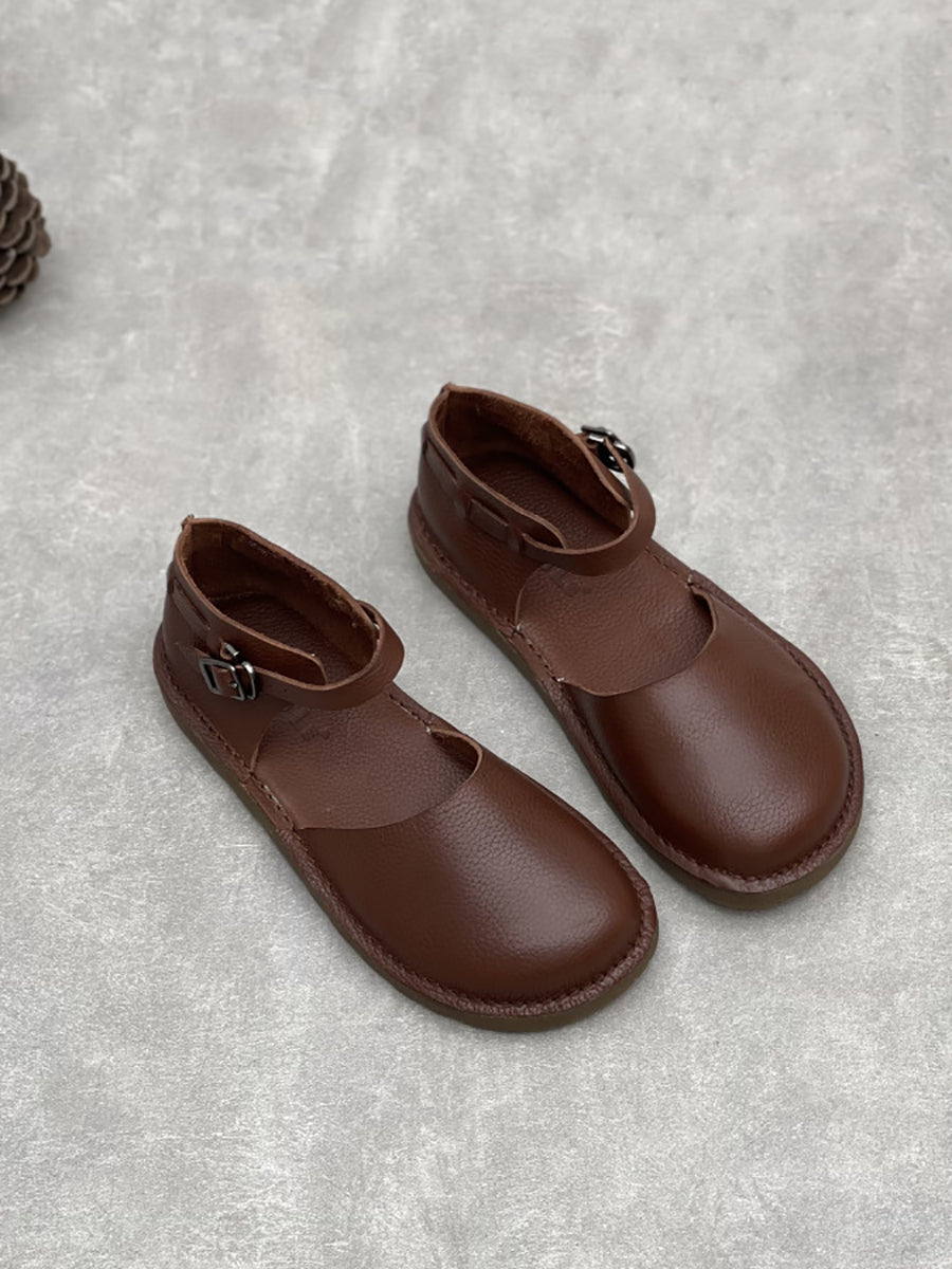 Flat Women Summer Leather Sandals Genuine