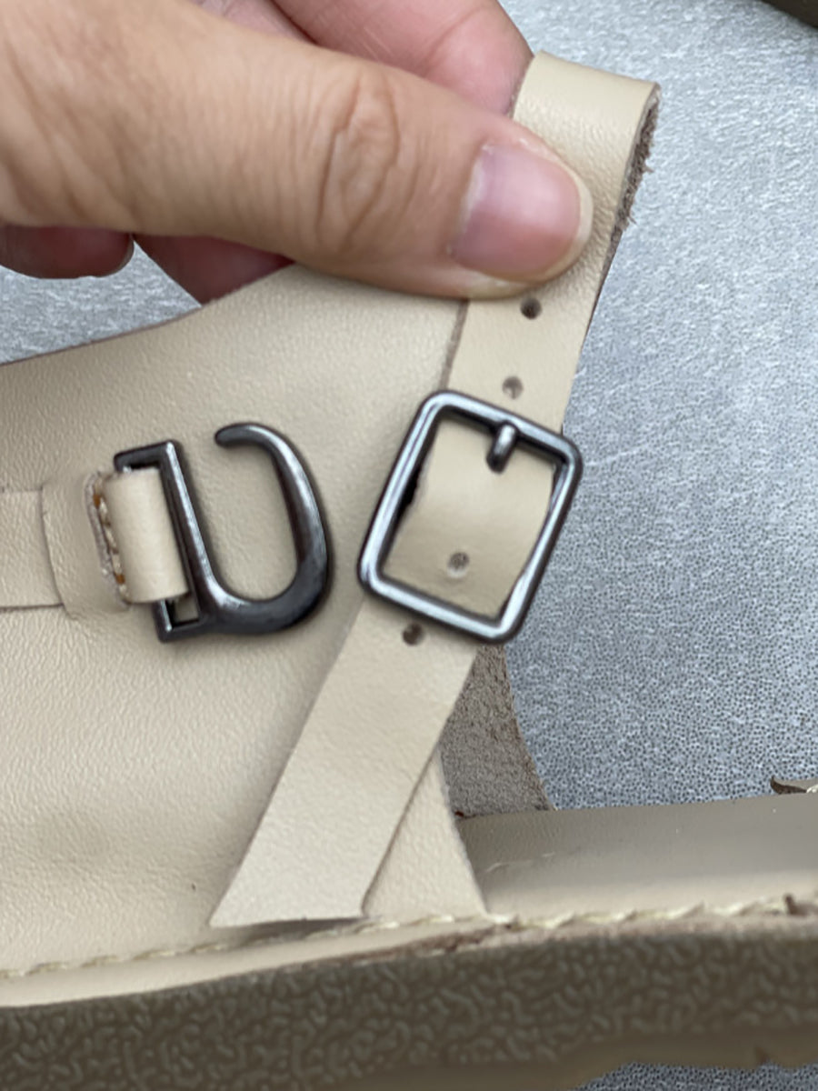 Flat Women Summer Leather Sandals Genuine