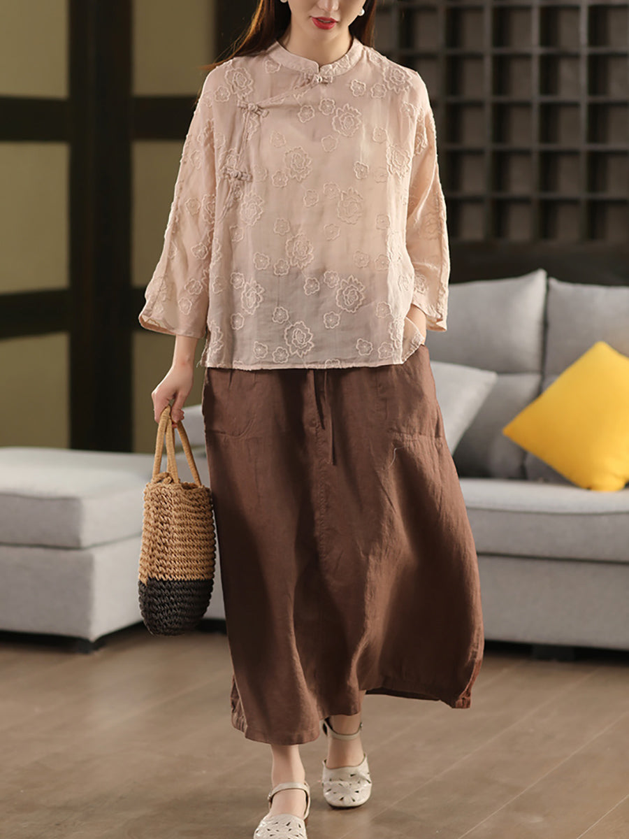 Color Pure Summer 100%Linen Skirt Women