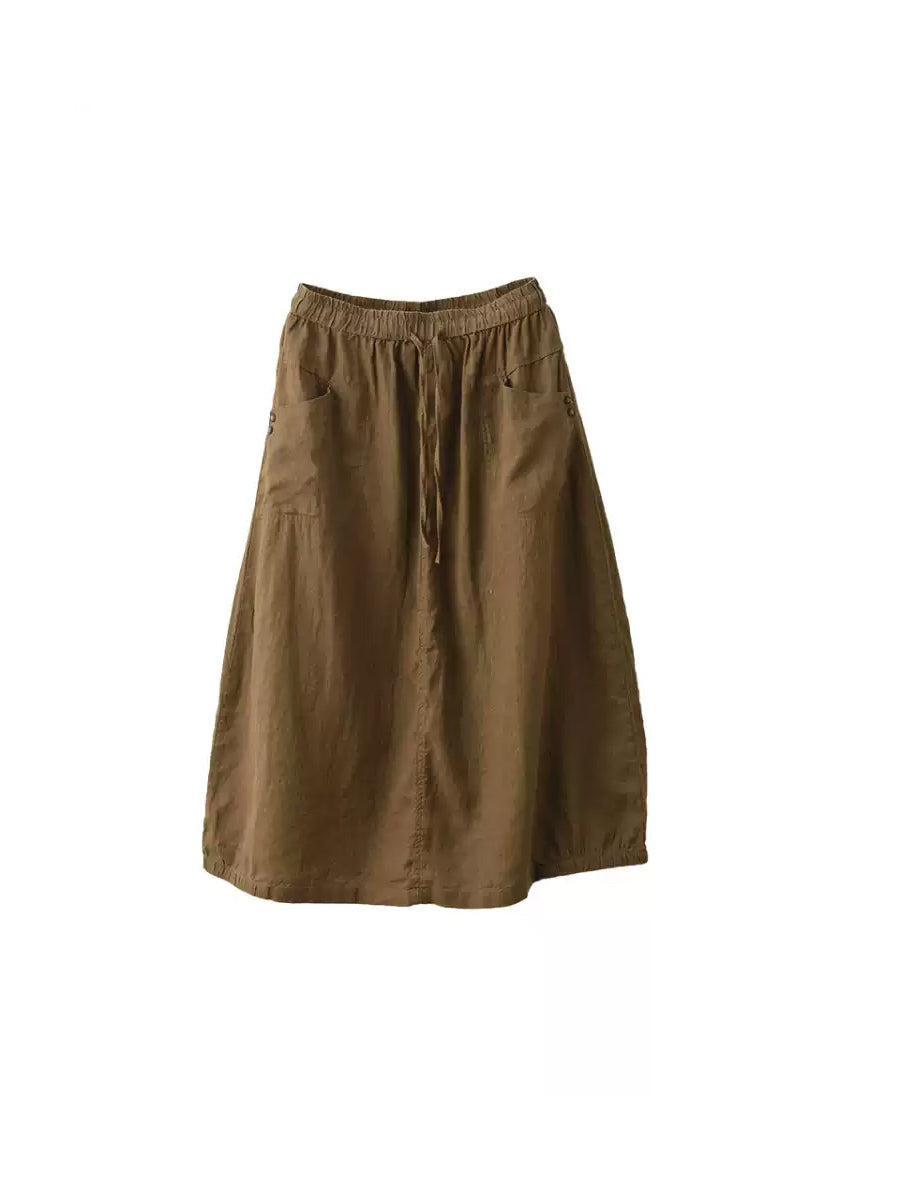 Color Pure Summer 100%Linen Skirt Women