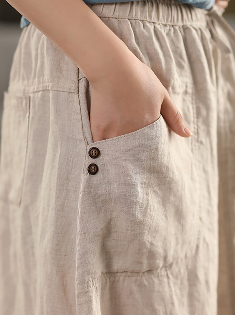 Color Pure Summer 100%Linen Skirt Women